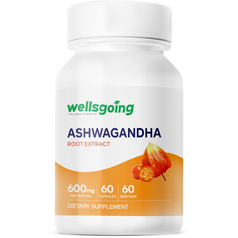 Wellsgoing Ashwagandha Herbal Supplement 600 mg, Ashwagandha Root Extract with