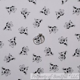 Springs Creative BonEful FABRIC FQ Cotton Quilt White Black B&W Small Little Tiny Puppy Dog Boy S