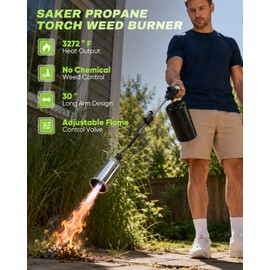 Saker Propane Weed Torch, 45,000 BTU, 30" Handle, Heavy Duty Burner