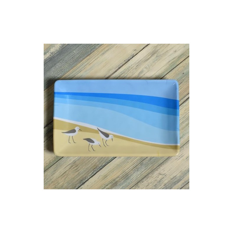 Sandpipers by Kate Nelligan 8-1/2" x 5-1/2" Melamine Snack Tray,
