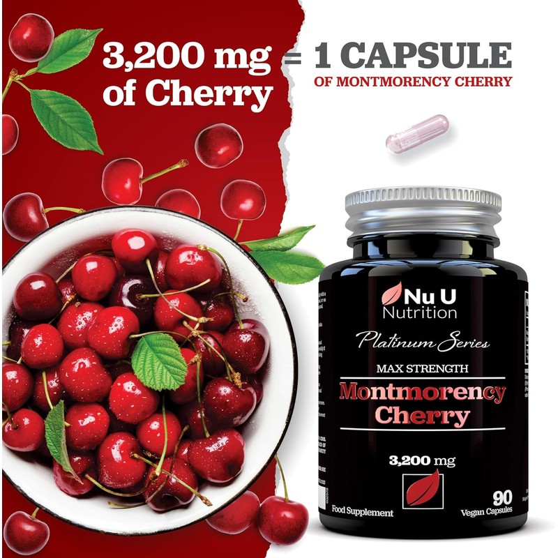Montmorency Cherry Capsules 3200mg – High-Strength Tart Cherry Extract –