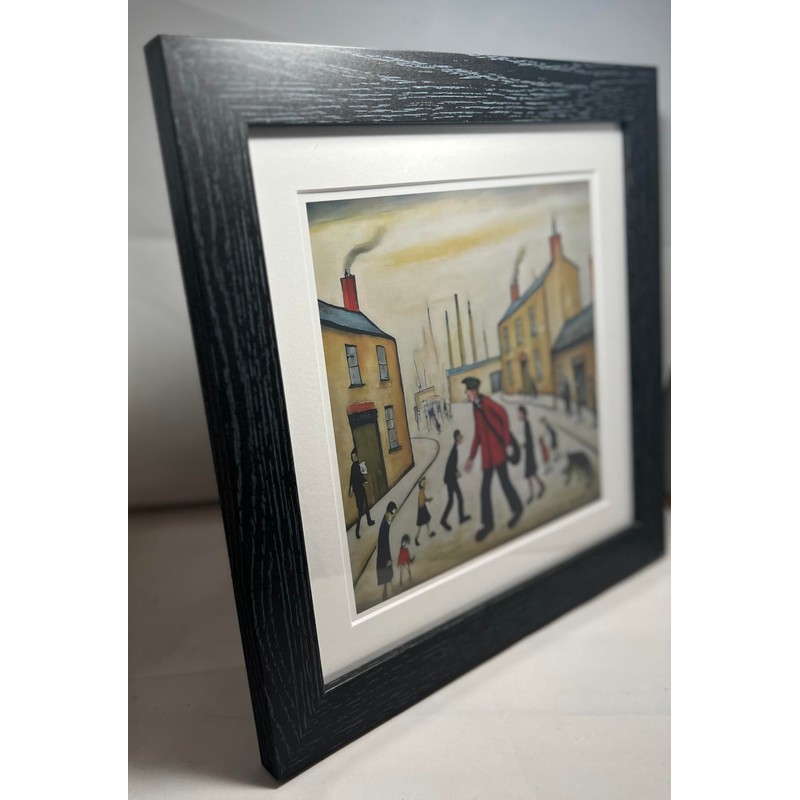 Greetingles Lowry-Style 12"/31cm Square Framed Print. Beautiful Black Ash Frame