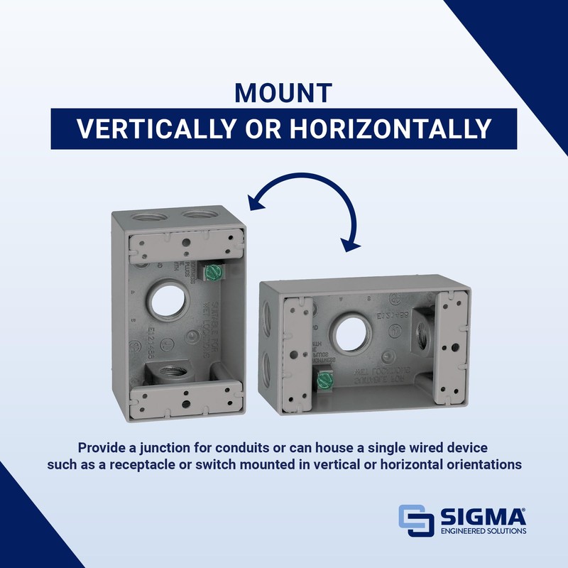 SIGMA ENGINEERED SOLUTIONS Metal Electrical Outlet Box, Weatherproof, Easy Mount
