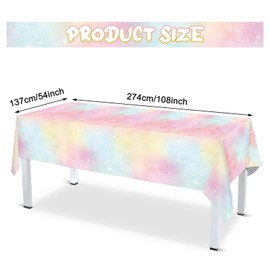 Tiamon 1 Pc Pastel Rainbow Tablecloths Birthday Decorations Pastel Table Cloths for Parties Plastic Rainbow Tablecloth Disposable Table Cover for Unicorn Shower Birthday Wedding 108 x 54 in (Yellow)