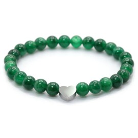 Echtes Grüner Lepidolith AAA Edelstein Armband mit 6mm Perlen und Edelstahlherz - verschiedene Längen - Heilstein Schutzstein Talisman Glücksbringer Geschenk (Gr. Lepidolith, 20CM)
