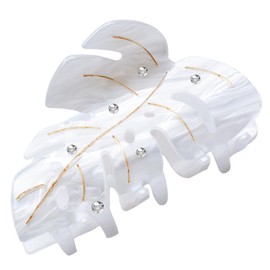 Beleki Hair Claw Clip, Leaf Hair Claw Strong Grip Clip for Thick Hair French Design Rhinestone Hair Accessories for Women and Girls