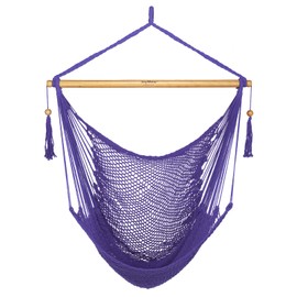 JoyView Hammock Chair with Spreader Bar Caribbean Hammock Swing Chair 300 LBS Weight Capacity XL Rope Hanging Chair for Outdoor Indoor Garden Yard - Purple