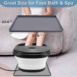 Foot Spa Mat Foot Bath Drip Pan for Leaks, Foot Soaking Tub Silicone Mat with Raised Edge, Pedicure Foot spa Tray, Foot Tub Floor Mat Foot Soaker Protector Pad, Non-Slip Waterproof Pan 23.6"X23.6"