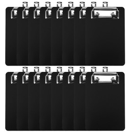 MUKLEI 16 Pack 4 x 6 Inch Black Mini Clipboards, Memo Small Clipboards Low Profile Clip, Cute Plastic Clipboard Pocket Clipboard for Classrooms, Restaurants, Offices