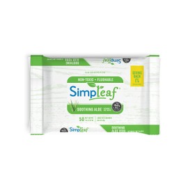 Simpleaf Flushable Wet Wipes | Eco- Friendly, Paraben & Alcohol Free | Hypoallergenic & Safe for Sensitive Skin | Soothing Aloe Vera & Vitamin E Formula | (50-Count) 1 Pack