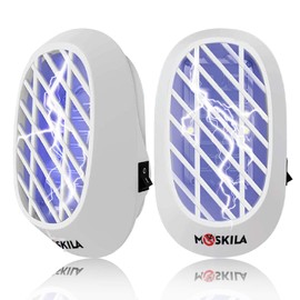 MOSKILA Bug Zapper - Electronic Insect Killer- Insect Zapper - Mosquito Pest Lamp Bug Zapper Indoor- Fruit Fly Trap Indoor-Bugs Gnat Zapper with Blue Light Noiseless Plug-in Electric Trap 2 Packs