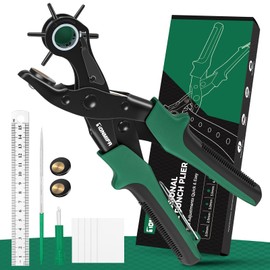 Professional Leather Hole Pliers - Tonmifr Heavy Duty 6 Sizes Belt & Watch Strap Hole Punch Tool, Leather Craft Tool for Belts, Handbags, Straps, Cardboard, Precision Ground Punching with R
