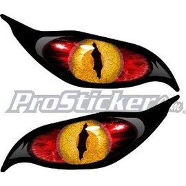 ProSticker 9009 (One Set) 1.5" X 3.5" Zombie Series Yellow/red Evil Eye Decal Sticker