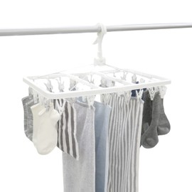 Towa Sangyo Laundry Drying Rack with 32 Clothespins, White