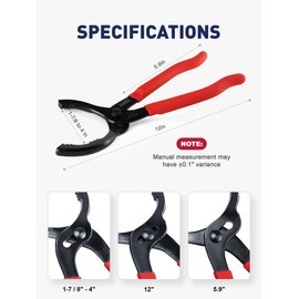 SMART JERRY - Adjustable Oil Filter Wrench | Motorcycle Oil Change Tool | 12'' Oil Filter Pliers for Engine Filter, Conduit, PVC Fitting | Fuel Filter Removal Tool Fit 1-7/8" to 4" Filter