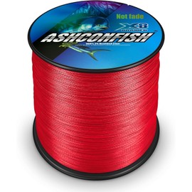 Ashconfish PE Line, Non-Fading, 8 Strands Fishing Line, 500m (1, 1.2, 1.5, 2, 3, 3, 4, 4, 6, 7, 8, 9, 10), High Strength, High Sensitivity, Low Elongation, Red