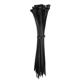 HARFINGTON 100pcs Reusable Cable Zip Ties, Plastic Nylon Ties Wraps, 8-Inch / 200mm Self-Locking Wire Cord Electrical Management Zip-Ties for Home, Office, Outdoor Garden, 30LBS, Black