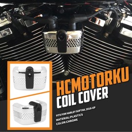HCmotorku Motorcycle Ignition Coil Cover Fit for Harley Softail Breakout FXBRS Fat Boy FLSTF Street Bob FXDB Standard FLSB Low Rider FLS 2018-Up (Chrome-A)