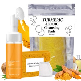 Iaolose Set De Tres Piezas Para El Cuidado Y La Limpieza Facial Con Cúrcuma Limpiador Facial, Jabón En Barra Y Discos Exfoliantes. Set De Limpieza... 