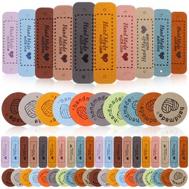 CORHAD 60pcs Handmade Tags Embossed Sewing Labels for Crochet Knitting and DIY Clothing Projects for Crafting and Personalization