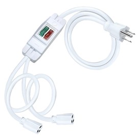2 Way Extension Cord with On/Off LED Switch, Fiabtool 3 Prong Extension Cord Splitter, Heavy Duty Plug Splitter, SJTW 18AWG 10A/125V, Indoor Use (6.56Ft, White)