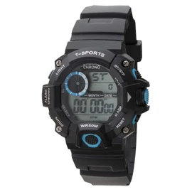 Klefer TS-D156-BL Digital Wristwatch, Waterproof, Multi-functional, Urethane Strap, Black, Dial color - black, Watch Alarm, Stopwatch, Simple