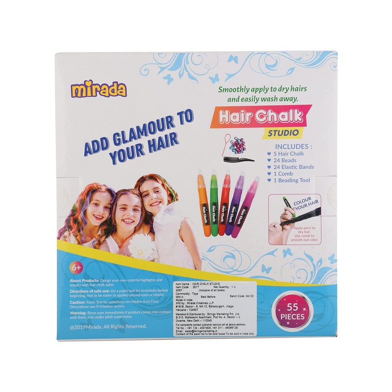 Mirada Cosmetic Hair Chalk Studio, Safe, Washable & Non-Toxic, Temporary