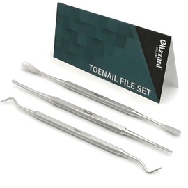 Blizzard Kit Pedicura Profesional 3 Piezas - Herramientas para Uñas Encarnadas y Delicadas - Utensilios de Acero Inoxidable Podología Limpiador Elevador Lima Doble Cuidado de Pies Premium