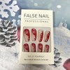 24Pcs Christmas Press on Nails Almond Medium Acrylic Nails Gold