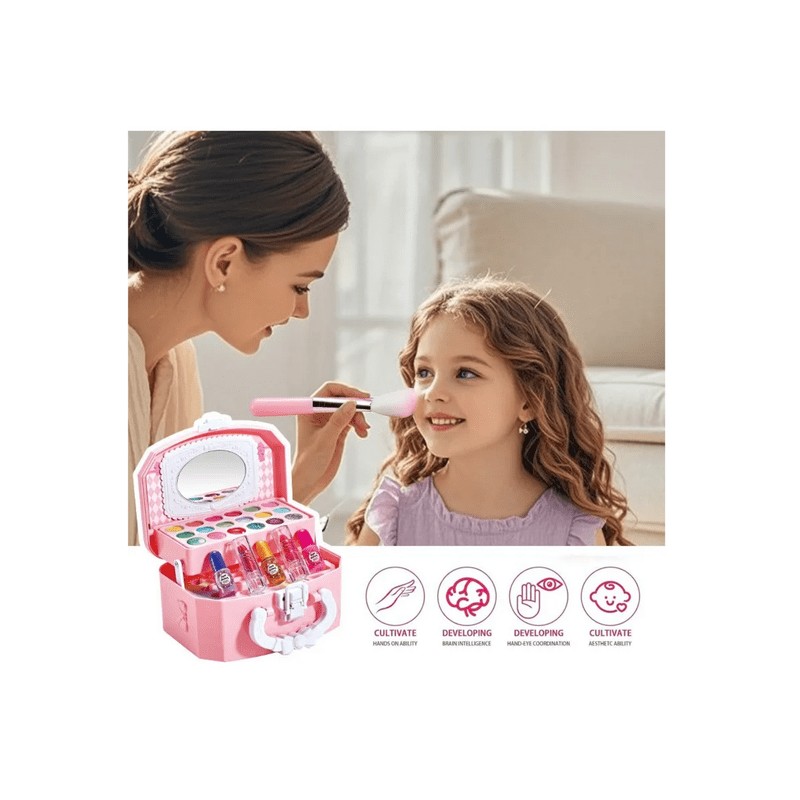 Juego De Maquillaje Lavable Con Almacenamiento Para Niña Malubero Rosa