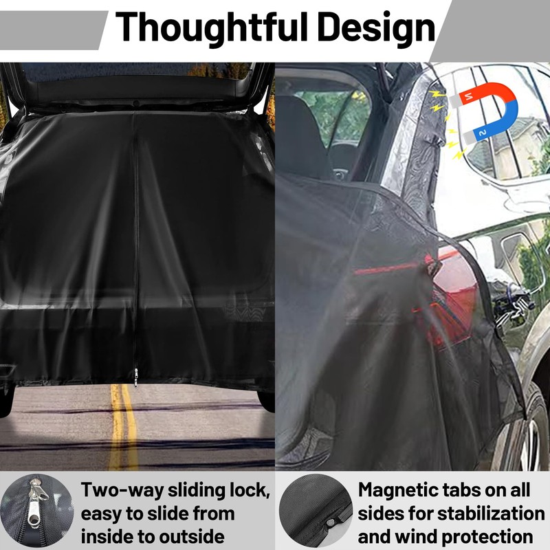 TZEKING Tailgate Mosquito Net, Wing Door Boot Cover, Sun Protection,