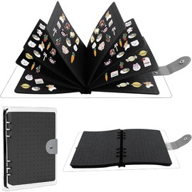 Libro de Exhibición de la Colección de Pines, 8 Páginas, Estuche para Pines, Pin Collection, Expositor de Fieltro para Insignias, con Carcasa Impermeable de PVC, Carpeta de Alfileres Portátil (Negro)