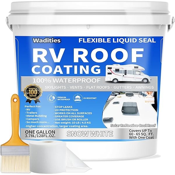RV Roof Coating White, Wadities Waterproof Solar Reflective Sealant, Flexible