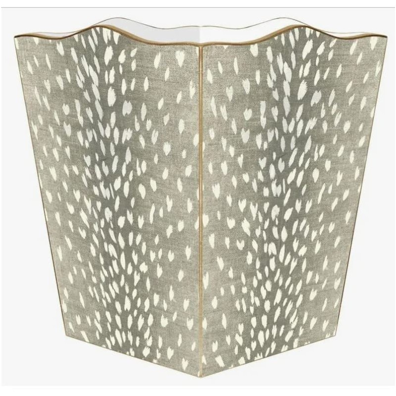 Marye-Kelley, Taupe Antelope-Print Paper Maché Cubed Tissue Box Cover, Gold