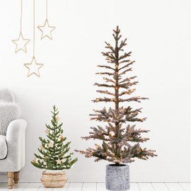 Haute Decor 5 Foot Prelit Flocked Timberland Fir Potted Christmas Tree