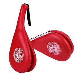 Taekwondo Kick Pads PU Double Kick Punch Pad Target Training Hand Pad Foot Techniques Training Device for Kickboxing (Red)