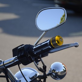 X AUTOHAUX 1 Pair 7/8" 22mm Gold Tone Motorcycle Handlebar Grips Bar Ends Cap