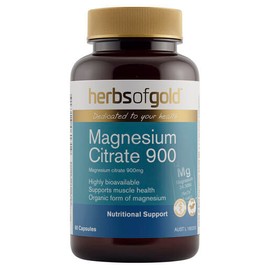 Herbs Of Gold Magnesium Citrate 900 60 Vege Capsules