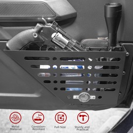 NKCELL POWER 2Pcs Metal Front Door Storage Box for Ford Bronco 2021-2024 Interior Storage Expansion Front Door Storage Pockets Side Insert Organizer Accessories