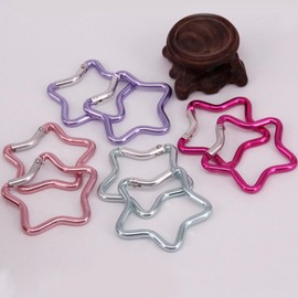 Purple Carabiner Clip Star Shaped Climbing Buckle Aluminum Alloy Heavy Duty Keyring Hook for Camping Fishing Hiking Traveling Aluminum Key Chain Clip, Keychain Carabiners Accessory