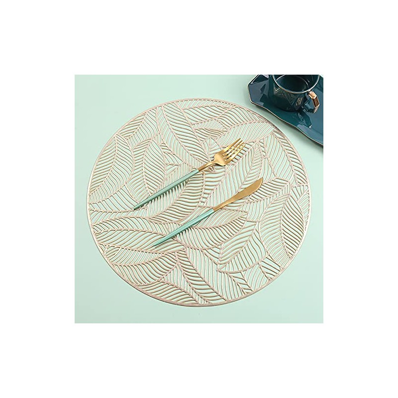 Hosoncovy 4 Pack Leaf Decorative Placemats PVC Placemats Hollow Dining