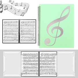 Yharnamite Sheet Music Folder, 4 Page Expand Music File Folder, A4 Score Folder, Waterproof Writable Spiral Bound Sheet Music Binder/Holder, File Storage Folder, Music Stand (Green)