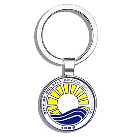 HJ Media City of Solana Beach California Seal (Logo Insignia ca) Metal Round Metal Key Chain Keychain Ring