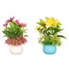 2pcs Artificial Aquarium Plants Silicone Flowers Reusable Resin Pots Fish