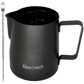 Milk Frothing Pitcher Steaming Cup - Espresso Machine Accessories Stainless Steel Frother Pitcher Latte Art Cappuccino Coffee 12 Oz Black 350ml