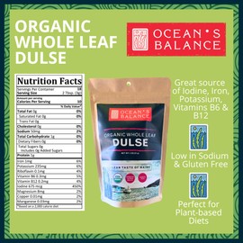 Ocean’s Balance Organic Whole Leaf Dulse - Maine Coast Seaweed - Atlantic Ocean Sea Vegetables, Perfect for Keto Diet, Paleo Diet, Vegetarian Lifestyle or Vegan Diet - Gluten Free -2 oz Bag x 2 Bags