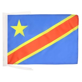 Democratic Republic of the Congo Flag 18'' x 12'' cords - Congolese SMALL flags 30 x 45cm - Banner 18x12 in - AZ FLAG