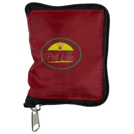 PET LIFE Wallet Folding Waterproof Zippered Collapsible Folding Travel Pet Dog Cat Bowl Feeder Waterer, One Size, Red