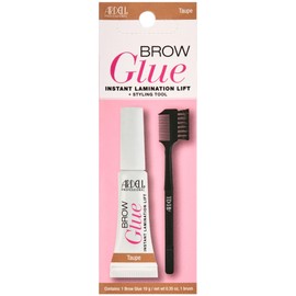 Ardell Brow Glue Taupe with Dual Sided Styling Brush - Instant Lamination & Lift, All day Extreme Hold Eyebrow Gel for Defined, Fluffy, and Long-Lasting Brows, 0.35 oz