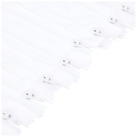 Trimz 35cm (~14inch) White one Way end Stop Zip with 4mm Teeth 10 Pcs, Polyester, 35 cm
